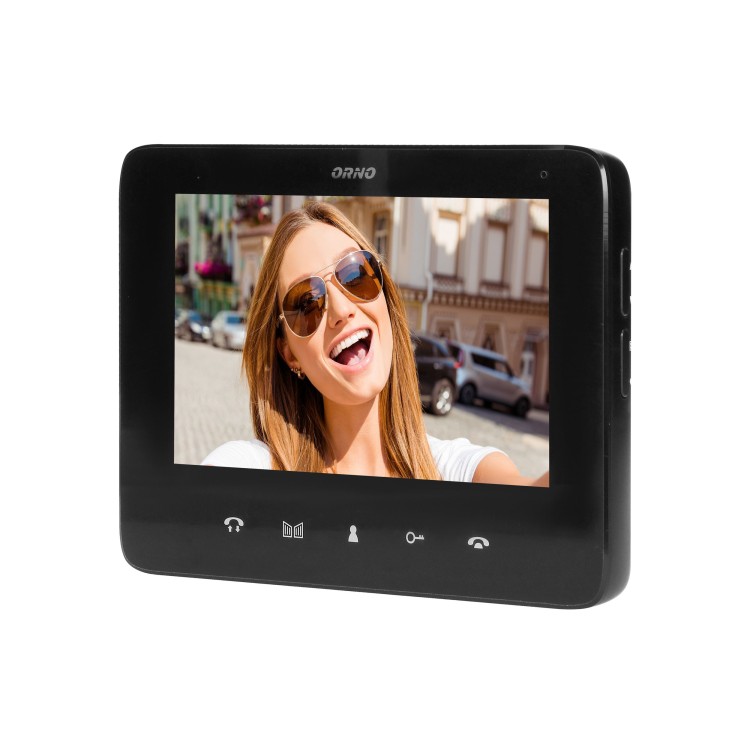 INDI P, zestaw wideodomofonowy jednorodzinny, 5-żyłowy, kolor, LCD 7", interkom, kaseta wideo podtynkowa z czytnikiem RFID 125kHz, czarny OR-VID-VP-1070/B ORNO Home