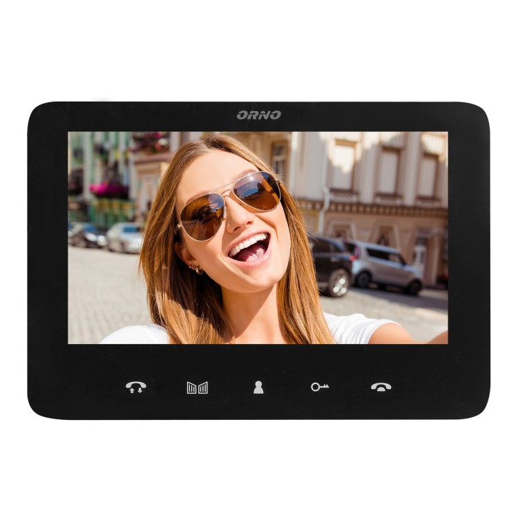 INDI P, zestaw wideodomofonowy jednorodzinny, 5-żyłowy, kolor, LCD 7", interkom, kaseta wideo podtynkowa z czytnikiem RFID 125kHz, czarny OR-VID-VP-1070/B ORNO Home