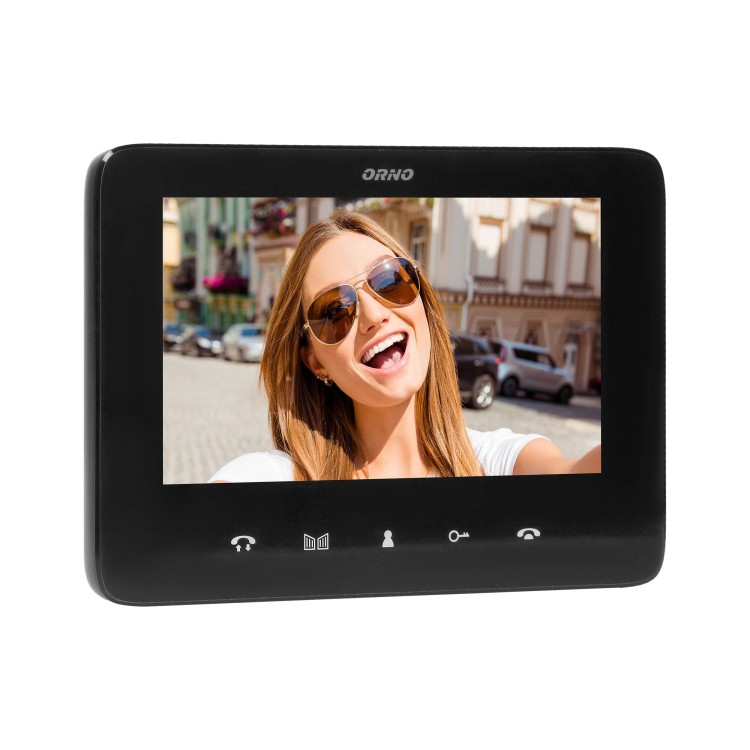 INDI P, zestaw wideodomofonowy jednorodzinny, 5-żyłowy, kolor, LCD 7", interkom, kaseta wideo podtynkowa z czytnikiem RFID 125kHz, czarny OR-VID-VP-1070/B ORNO Home