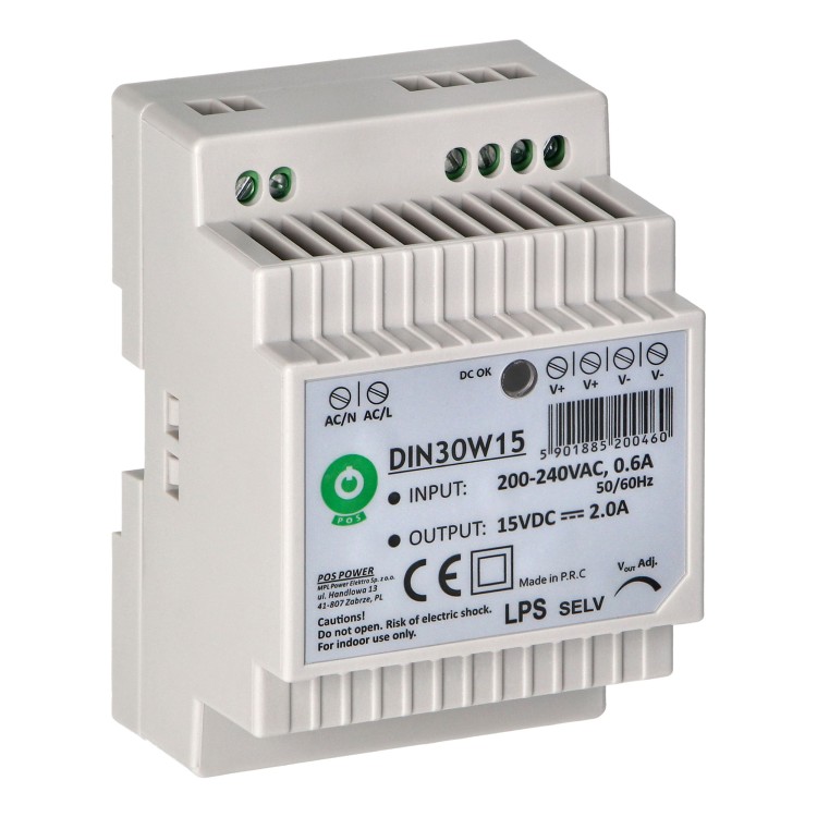 Zasilacz na szynę DIN, 15VDC, 2.0A OR-VID-VP-1069ZD ORNO Home do zestawów wideodomofonowych wideodomofonów z serii INDI i SCUTI
