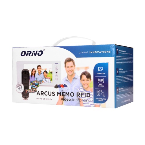 Zestaw wideodomofonowy 7" komplet OR-VID-JS-1053/W ARCUS RFID ORNO Home wideodomofon LCD bezsłuchawkowy z brelokami czytnikiem Pin Hole biały