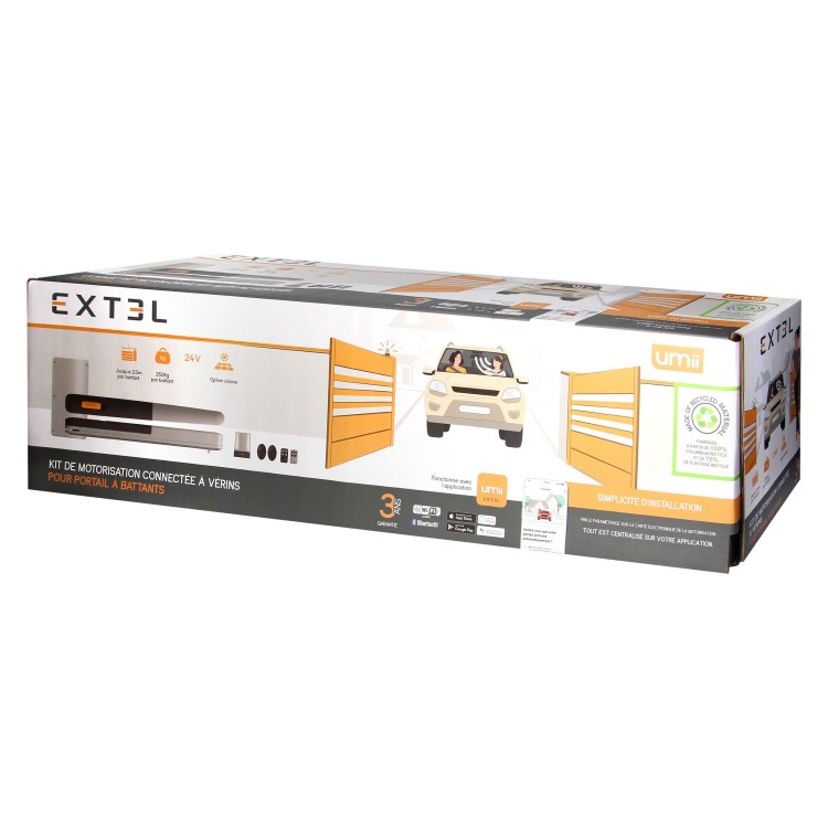 Napęd do bramy skrzydłowej dwuskrzydłowej Extel 761003P 2-siłowniki 250kg 5m 24V skrzydłowy 2-skrzydłowy 2-skrzydłowej 2-skrzydłowych bram skrzydłowych automat silnik zestaw Smart sterowany telefonem