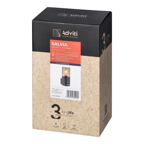 SALVIA oprawa ogrodowa z czujnikiem PIR, E27, max. 15W, IP54, szara AD-OP-6573GE27PPR ADVITI Kinkiet