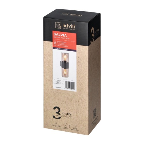 SALVIA oprawa ogrodowa, 2xE27, max. 2x15W, IP54, szara AD-OP-6574GE27PP ADVITI Kinkiet