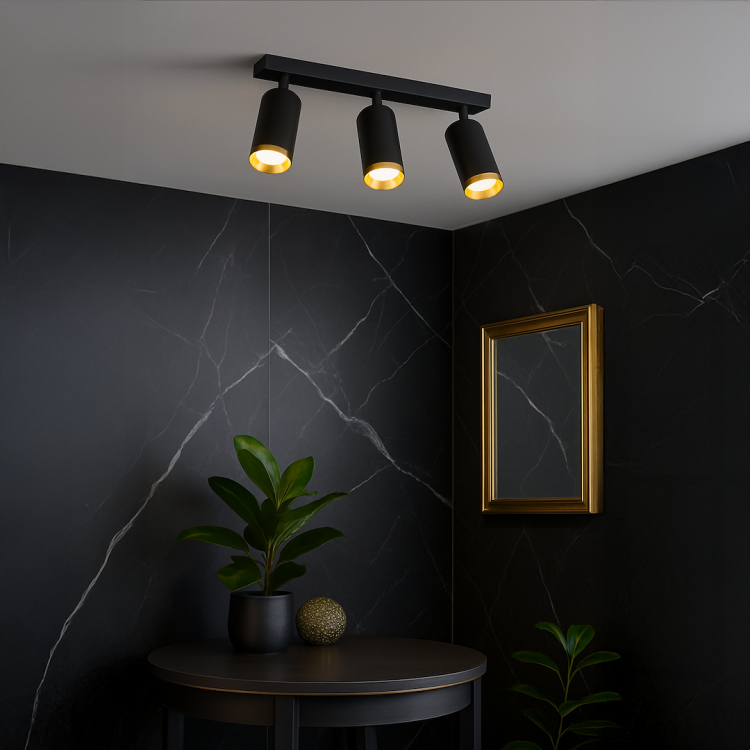 Oprawa Mica Spot Czarny + Złoty 3xGU10 ML2098 Milagro