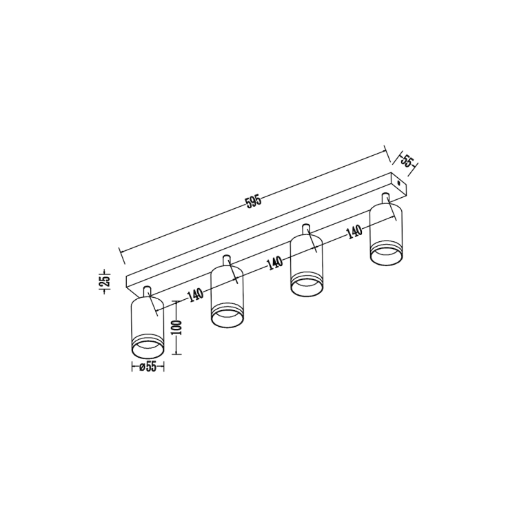 Oprawa Pipe Ring Spot Czarny 4xGU10 ML2073 Milagro