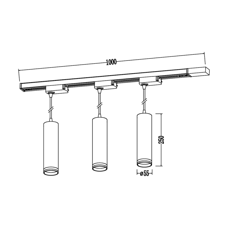 Zestaw Oprawa Pipe Ring Track Zwis Czarny 3xGU10 1m ML2079 Milagro Szynoprzewód Szyna