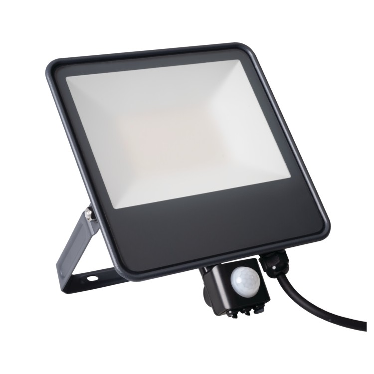Naświetlacz LED z czujnikiem ruchu IQ-LED FL-50W-NW-SE 33888 Kanlux regulowany kąt 6000lm 120lm/W barwa biała IP44 kolor czarny TÜV Gwarancja 5 lat