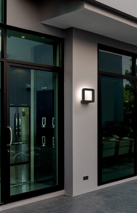 Lampa ogrodowa elewacyjna Kinkiet Zewnętrzny Nowoczesny THIKA LED A 9121 NOWODVORSKI Lighting 10W IP54 metal aluminium na budynek jednostronna oprawa hermetyczna oświetlenie zewnętrzne barwa ciepła ciepłobiała biała czarna Inspiracje Premium