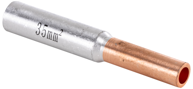 Nieizolowany łącznik rurkowy miedź-aluminium (Cu-Al) 16/25mm2, (d1=6mm, d2=6,7mm) RT16/25 Tracon Electric