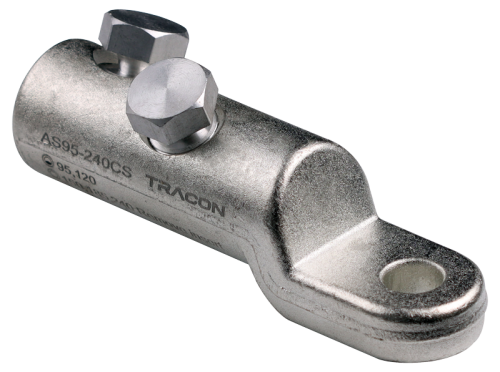 Końcówka rurkowa ze zrywalnymi śrubami aluminium (Al.) 95-240mm2, 2xM19 AS95-240CS Tracon Electric
