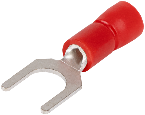 Izolowana końcówka widełkowa, miedź cynowana, czerwona 1,5mm2, M5, (d1=1,7mm, d2=5,3mm), PVC PV5 Tracon Electric