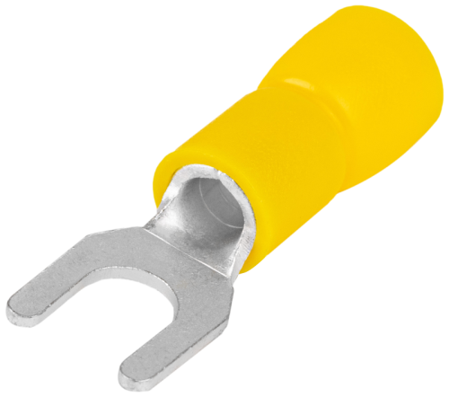 Izolowana końcówka widełkowa, miedź cynowana, żółta 6mm2, M6, (d1=3,4mm, d2=6,4mm), PVC SV6 Tracon Electric