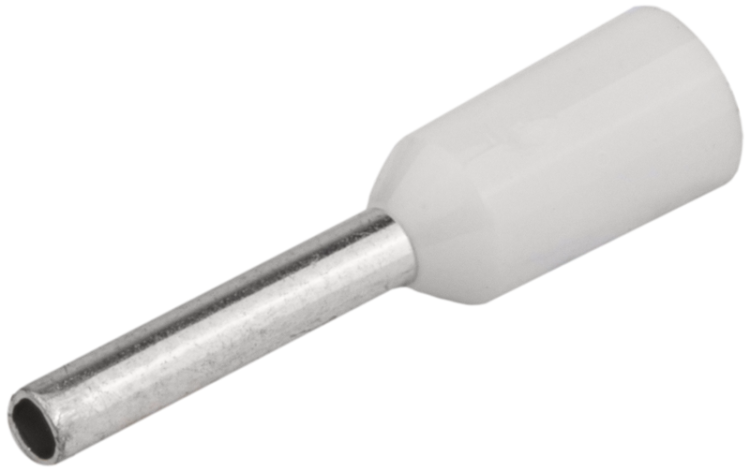 Tulejka izolowana (PA6.6) z miedzi cynowanej, biała 0,75mm2, L=16,4mm E060 Tracon Electric