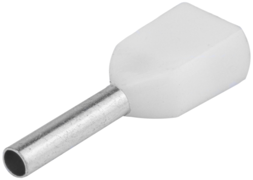 Podwójna tulejka izolowana (PA6.6) z miedzi cynowanej, biała 2×0,5mm2, l=8mm E20I Tracon Electric