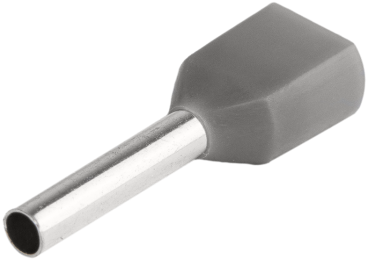 Podwójna tulejka izolowana (PA6.6) z miedzi cynowanej, szara 2×0,75mm2, l=10mm E50IH Tracon Electric