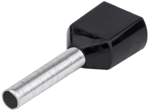 Podwójna tulejka izolowana (PA6.6) z miedzi cynowanej,czarna 2×1,5mm2, l=12mm E13I Tracon Electric