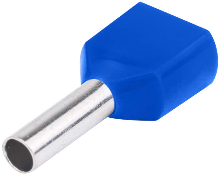 Podwójna tulejka izolowana (PA6.6) z miedzi cynowanej,niebi. 2×2,5mm2, l=13mm E16I Tracon Electric