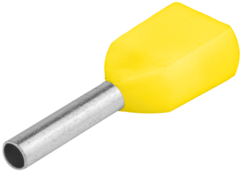 Podwójna tulejka izolowana (PA6.6) z miedzi cynowanej, żółta 2×6mm2, l=14 mm E22I Tracon Electric