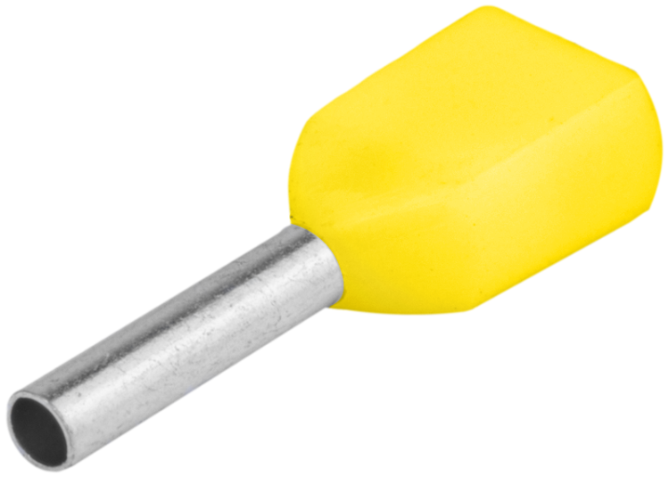 Podwójna tulejka izolowana (PA6.6) z miedzi cynowanej, żółta 2×6mm2, l=14 mm E22I Tracon Electric
