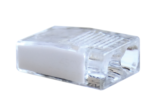 Łącznik bezśrubowy, przeźroczysty/czerwony 2×0,5-2,5mm2, 450VAC, max. 16A RVO2,5-2 Tracon Electric
