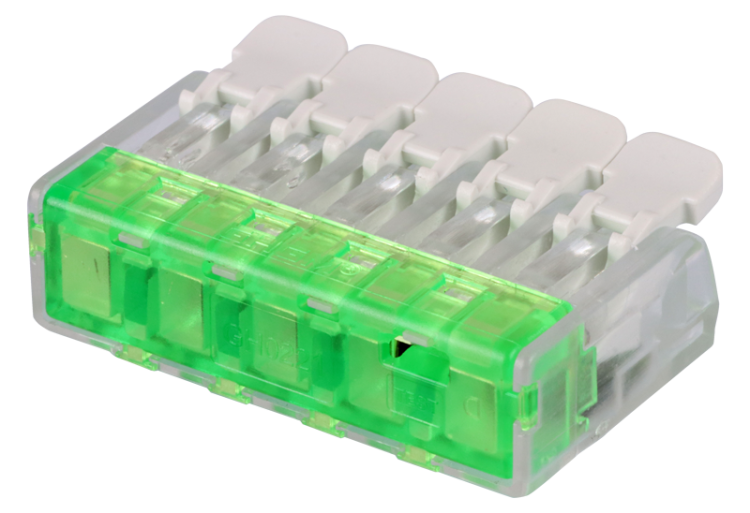 Łącznik bezśrubowy otwierany, przeźroczysty 0,2-4(2,5)mm2, 32A, 450VAC 5P RVOG5 Tracon Electric