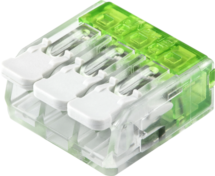 Łącznik bezśrubowy otwierany, przeźroczysty 0,5-6(4)mm2, 41A, 450VAC 3P RVOGB3 Tracon Electric