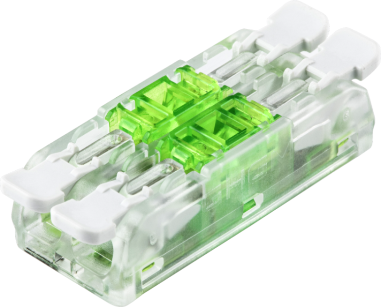 Łącznik bezśrubowy otwierany, przeźroczysty 0,5-4(2,5)mm2, 32A, 400VAC 2P RVOGTT22 Tracon Electric