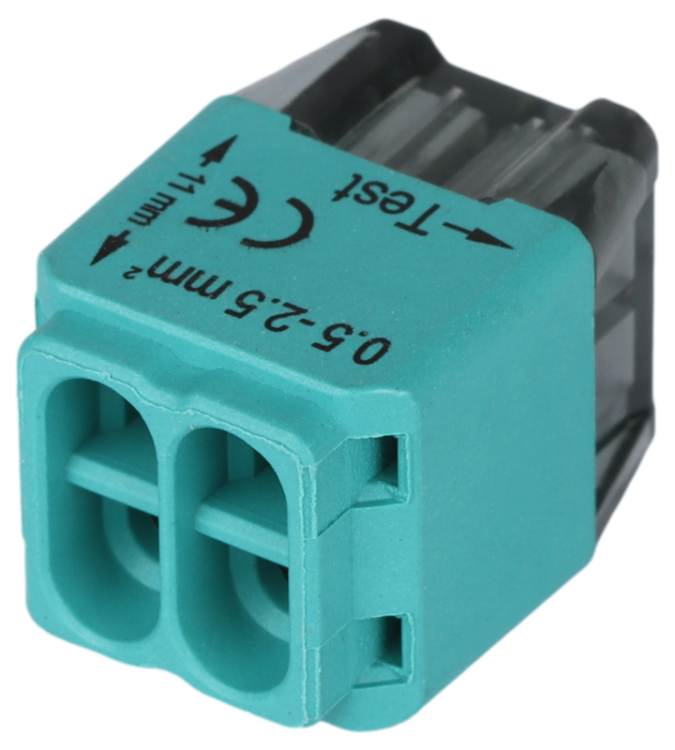 Łącznik bezśrubowy, wtykany, zielony 4x0,5-2,5mm2, 450VAC, max. 16A RVU2,5-4 Tracon Electric