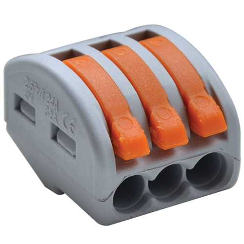 Łącznik bezśrubowy, otwierany 0,75-4mm2, 32A, 400VAC 3P OVO2,5-3 Tracon Electric
