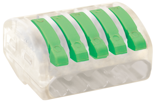 Łącznik bezśrubowy, otwierany,przeźroczysty 0,75-4mm2, 32A, 400VAC 5P OVOT2,5-5 Tracon Electric