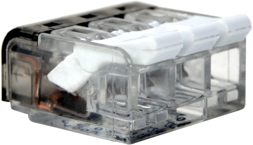 Łącznik bezśrubowy otwierany, przeźroczysty 0,2-4mm2, 32A, 450VAC 3P RVON3 Tracon Electric