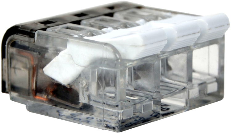 Łącznik bezśrubowy otwierany, przeźroczysty 0,2-4mm2, 32A, 450VAC 3P RVON3 Tracon Electric