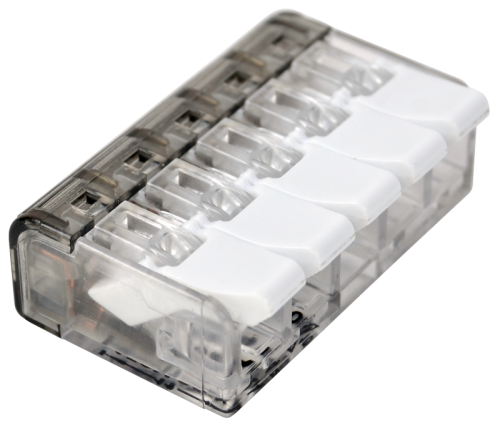Łącznik bezśrubowy otwierany, przeźroczysty 0,2-4mm2, 32A, 450VAC 5P RVON5 Tracon Electric