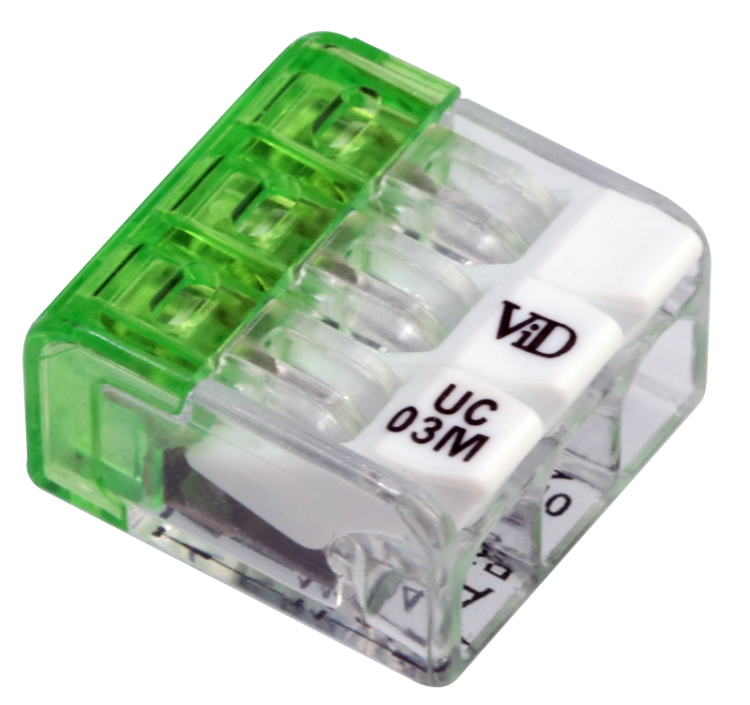 Łącznik bezśrubowy otwierany, przeźroczysty 0,2-2,5mm2, 24A, 450VAC 3P RVONK3 Tracon Electric