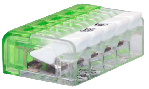 Łącznik bezśrubowy otwierany, przeźroczysty 0,2-2,5mm2, 24A, 450VAC 5P RVONK5 Tracon Electric
