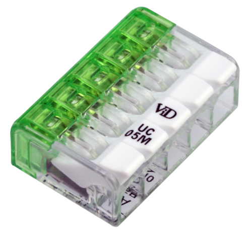 Łącznik bezśrubowy otwierany, przeźroczysty 0,2-2,5mm2, 24A, 450VAC 5P RVONK5 Tracon Electric