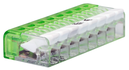 Łącznik bezśrubowy otwierany, przeźroczysty 0,2-2,5mm2, 24A, 450VAC 8P RVONK8 Tracon Electric