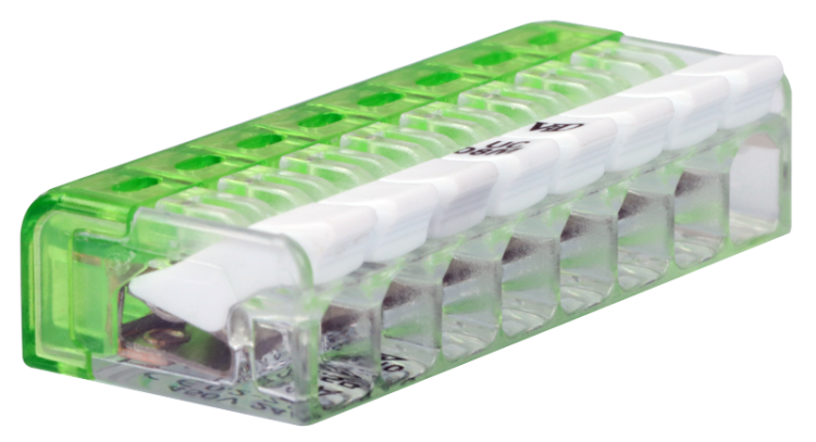 Łącznik bezśrubowy otwierany, przeźroczysty 0,2-2,5mm2, 24A, 450VAC 8P RVONK8 Tracon Electric