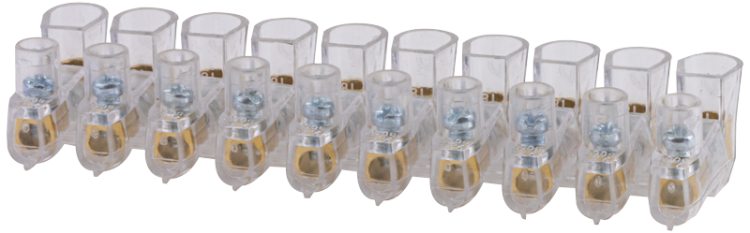 Łącznik śrubowy w przeźroczystej obudowie, 10 złącz, 1 śr. 10×2,5mm2, 450VAC TBT-2,5/10 Tracon Electric