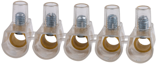 Łącznik śrubowy w przeźroczystej obudowie, 5 złącz, 1 śr. 5×16mm2, 450VAC TBT-16 Tracon Electric