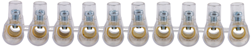Łącznik śrubowy w przeźroczystej obudowie, 10 złącz, 1 śr. 10×16mm2, 450VAC TBT-16/10 Tracon Electric