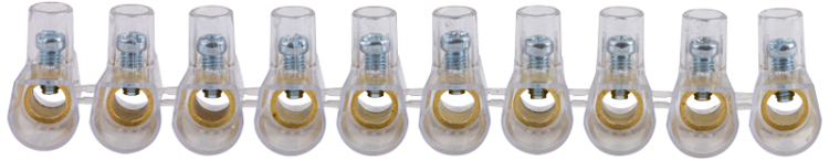 Łącznik śrubowy w przeźroczystej obudowie, 10 złącz, 1 śr. 10×16mm2, 450VAC TBT-16/10 Tracon Electric
