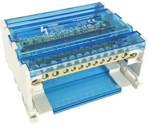 Blok rozdzielczy z otwieraną pokrywą 3×16(10) mm2 / 8×10(6) mm2, 500VAC/DC, 80A FLSO16-4P11 Tracon Electric