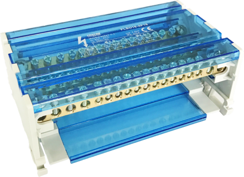Blok rozdzielczy z otwieraną pokrywą 4×16(10) mm2 / 12×10(6) mm2, 500VAC/DC, 80A FLSO16-4P16 Tracon Electric