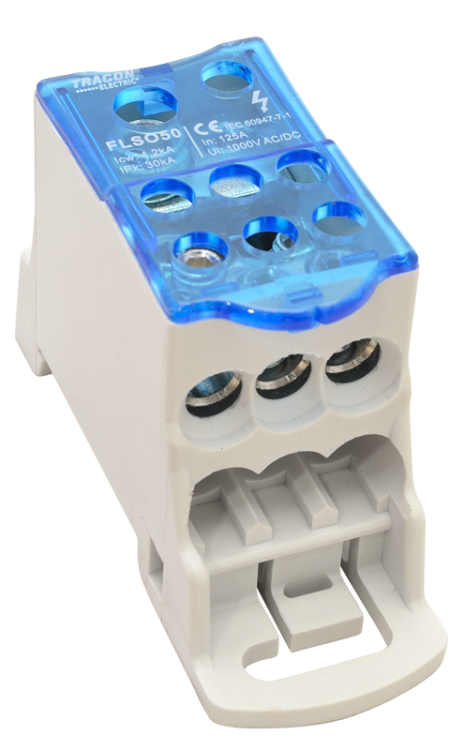 Złączka odgałęźna, otwierana 1×50(35)mm2 / 6×25(16)mm2, 1000VAC/DC, 125A FLSO50 Tracon Electric