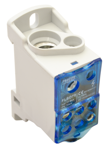 Złączka odgałęźna, otwierana 1×70(50)mm2 / 6×25(16)mm2, 1000VAC/DC, 160A FLSO70 Tracon Electric