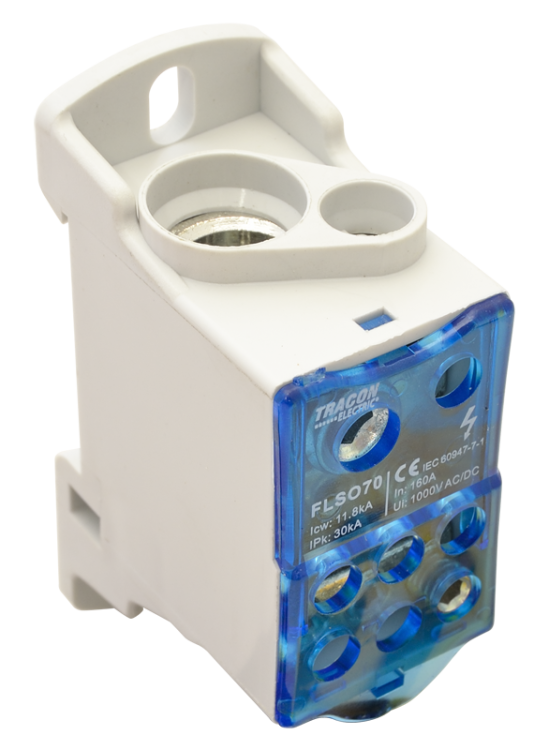 Złączka odgałęźna, otwierana 1×70(50)mm2 / 6×25(16)mm2, 1000VAC/DC, 160A FLSO70 Tracon Electric