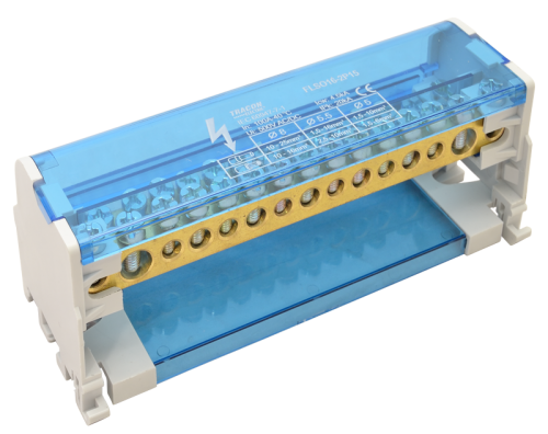 Złączka odgałęźna na szynę otwierana 2×25(25)mm2 / 4×10(6)mm2, 5×16(10)mm2, 500VAC/DC, 100A FLSO25-2P11 Tracon Electric