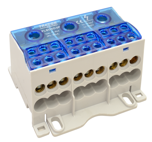 Złączka odgałęźna na szynę otwierana 3×1×50(35)mm2 / 3×6×16(10)mm2, 690VAC/DC, 175 A FLSO50-3P Tracon Electric